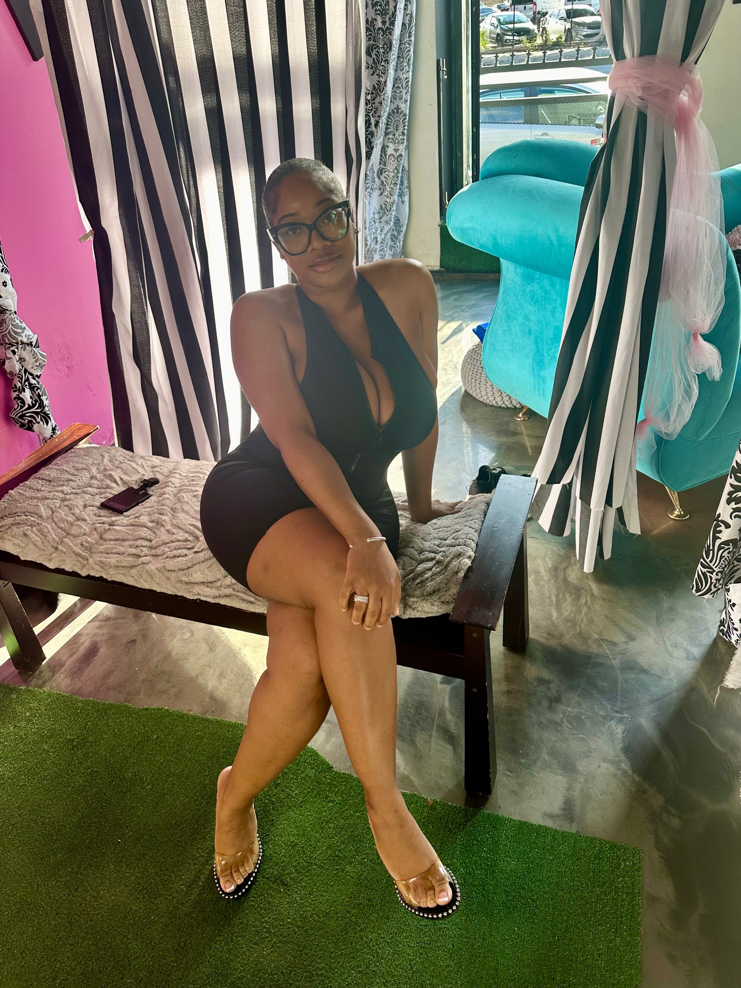 Black shorts workout One Piece
